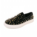 Punk &Uuml;mara Varbaga Kivist Sequin Mokassiinid Meestele Vabaaja Kingad Neetidega Rula Kingad Trendikad Lamedad Slip-on Meeste Kingad Zapatos 38 must