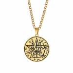 Ripats Hiphop Hip-hop Viieharuline T&auml;ht Tihend Kabala Amulett Kaelakee Meestele ja Naistele 50CM(Necklace Size)
