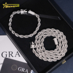 Kvaliteetne 6MM T&auml;is 925 H&otilde;be VVS Moissaniidiga Pannal Iced Out Hip Hop Ehted Teemant Roostevabast Terasest K&ouml;is Kett Meeste Kaelakee 22inch(55.88cm) h&otilde;be