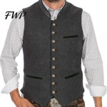 Meeste Oktoberfesti vest, Traditsiooniline kost&uuml;&uuml;mvest, P&uuml;stkraega n&ouml;&ouml;pidega s&uuml;gis-talvine soe varrukateta jakk/vest, Retro pulmadeks L tumehall v&auml;rv