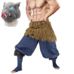 bilibili Anime Hashibira Inosuke Cosplay Kost&uuml;&uuml;m Halloween T&auml;iskasvanud Pidulik P&uuml;ksid Komplekt R&otilde;ivad Siga Mask M beige