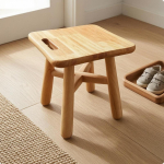Ruudukujuline puidust taburet &uuml;marate nurkadega t&auml;ispuidust risttoestusega v&auml;ike iste koduks, 25CM with Handle
