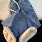 Naiste Paks Soe Sametvoodriga Laiade S&auml;&auml;rtega Džins Moekas K&otilde;rge V&ouml;&ouml;koht Pesu Vaqueros S&uuml;gis Talv Klassikaline Lumiriie Naiste Denim P&uuml;ksid XXL