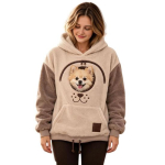 Loomaga kaisutamise taskuga s&auml;rk Kassihuppar taskuga, Lemmiklooma kandja dressipluus koerale ja kassile, Kapuutsiga pullover, K&auml;ed vabad tasku K&auml;ngurutasku, S khaki