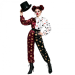 Halloweeni tume tsirkuse klounikost&uuml;&uuml;m pokkeritr&uuml;kiga kombinesoon karnevali cosplay riietus 2XL black