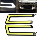 2tk valge COB 6000K LED p&auml;evas&otilde;idutuli DRL esitule U-kujuline udutuli One Size