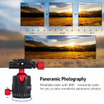 Sulamist panoraamkuulipea + 360 kraadi p&ouml;&ouml;rlev QR-plaat kaamera statiivi monojala jaoks punane