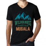 Meeste Vintage T-s&auml;rk Graafiline T-s&auml;rk V kaelusega Wilderness MUSALA Deep Black XS must