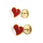 Les Tr&eacute;sors De Lily [J0414] - Boucles d'Oreilles 'Love' rouge (Or - 9 carats) - 6x5 mm punane