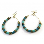 Les Tr&eacute;sors De Lily [N3179] - Boucles Cr&eacute;ateur 'Kilimanjaro' turquoise dor&eacute; roheline