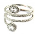 Bague Argent 'Scarlett' blanc (rhodi&eacute;) 52 h&otilde;be