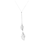 Les Tr&eacute;sors De Lily [Q2586] - Collier cr&eacute;ateur acier 'Jungle' argent&eacute; - 85 cm- 38x20 mm et 35x18 mm h&otilde;be