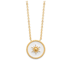 Les Tr&eacute;sors De Lily [Q8448] - Collier Plaqu&eacute; Or 'Cl&eacute;opatra' blanc dor&eacute; (&eacute;toile)  - 15 mm valge