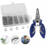 200 tk Assortii 5 suuruses l&otilde;hestatud r&otilde;ngad roostevabast terasest lantide p&uuml;&uuml;givahendite pistikud koos kalap&uuml;&uuml;giga Split Rings & Pliers Set