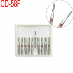 10 tk Dental Diamond Burs Drill Dia-burs poleerimine siluv valgendav toode suure kiirusega k&auml;siinstrumendile CD-58F CD-58F punane
