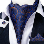 Vintage Ascot Tie meestele Vabaaja lips meestele H&otilde;behall Cravat Ascot Paisley Tie Hanky ​​mansetin&ouml;&ouml;pide komplekt AS-2009