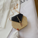Naiste &scaron;ikk kuusnurkne &otilde;lg&otilde;lekott Kett Tutt K&auml;sitsi valmistatud Beach Crossbody k&auml;ekotid 12*6*19cm must
