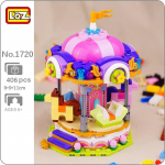 L&otilde;bustuspark LOZ 1720 Dream Karussell Hobuste arhitektuur DIY Mini klotsid Tellised Ehitusm&auml;nguasi ilma kastita