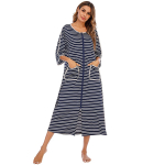 Bright Deer naiste rasedusmantel pidžaama t&ouml;&ouml;- ja s&uuml;nnituskleit Haigla Triibuline t&otilde;mblukuga Pikk s&uuml;nnitus Imetamine Imetamine S&uuml;nnitusj&auml;rgsed &ouml;&ouml;s&auml;rgid S tumesinine v&auml;rv