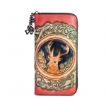 Johnature Retro reljeefne ehtsast nahast naiste rahakotid K&auml;sitsi valmistatud pika rahakoti kaardihoidja Naturaalne p&auml;ris veisenahast vaba aja rahakott must