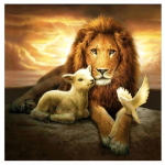 5D teemantmaaling Loomade mosaiikmaal L&otilde;vi ja lamba kividest pildid Kunst ristpistes komplektid Kodukaunistused Kingitused Full Round 20x25CM