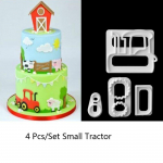 Uued 4 tk v&auml;iketraktori plastist fondant l&otilde;ikuri koogivorm Fondant tassikoogi kaunistamise t&ouml;&ouml;riistad