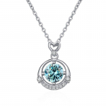 Bague Ringen 1.0 CT Moissanite ripats naistele Simuleeritud teemantkaelakee S925 Sterling Silver Ehted S&otilde;brap&auml;eva kingitus 45cm sinine
