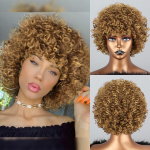 MISS PARUKAS Naiste blond, l&uuml;hike krussis lokkis parukas Afro s&uuml;nteetilisest kiust naturaalne l&uuml;hike lokkis parukas Cosplay igap&auml;evane kandmine 25cm