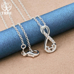 925 Sterling h&otilde;bedane AAA tsirkoonist ripatsiga kaelakee ehted 45cm