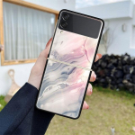 Marmorist &uuml;mbris Samsung Galaxy Z Flip 3 4 4 5g Funda Zflip 3 Luxury Black PC k&otilde;va p&otilde;rutuskindel Taga Telefon Coque Shell Samsung Z Flip3 5G