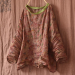 Johnature Naiste Vintage Print lillelised T-s&auml;rgid Kevad T-s&auml;rgid Ramie Kvaliteetsed pikkade varrukatega riided Naiste T-s&auml;rgid One Size
