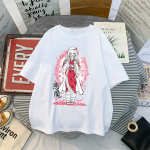 Jaapani anime Demon Slayer T-s&auml;rk Meeste Kawaii Kimetsu No Yaiba Graphic Tees Tanjirou Kamado Unisex Tops Naljakas T-s&auml;rk S valge