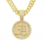 Isikup&auml;rastatud ja trendikas digitaalne &uuml;mmargune kaart t&auml;is teemant kolmem&otilde;&otilde;tmeline ripats Kuuba kett kaelakee &ouml;&ouml;klubi Street Dance rangluu kett Gold Round - Comes with 5525 50cm Cuban Chain kuld