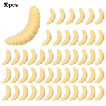 25g/komplekt P&uuml;&uuml;gilant 50tk Pehme s&ouml;&ouml;t Worm Maggot Grub kollane