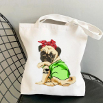 Ostlemise paks Bandana Mops ma armastan ema Kawaii kott Harajuku naiste ostukott L&otilde;uend Ostekott t&uuml;druku k&auml;ekott &Otilde;lakott 24*26cm