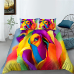 3D Lillede Seeria Voodipesukomplekt Lillemustriga Tekikott Padjap&uuml;&uuml;r 2 v&otilde;i 3 Osaline Mikrokiudkangas Pehme ja Mugav Kodukaunistus US Twin 173x218cm