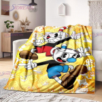 Cuphead ja Mugman Print Throw tekk Multikas M&auml;ng Pehme pl&uuml;&uuml;sist fliisist kerge diivanvoodi Naljakas Halloweeni s&otilde;bra kingitus 75x90cm