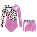 Lastele t&uuml;drukutele pikkade varrukatega v&otilde;imlemistrikood l&uuml;hikeste p&uuml;kstega Ballet Unitard tantsuriietus Leopard Athletic Practice Jumpsuit Body 7-8 Years