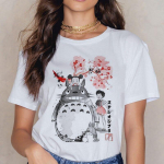 Totoro Studio Ghibli T-s&auml;rk Naiste Harajuku Ullzang T-s&auml;rk Mood Anime T-s&auml;rk Naljakas multifilmi s&auml;rgid Naiste topsid M