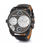 OULM meeste k&auml;ekell suure sihverplaadi ja kahe ajav&ouml;&ouml;ndiga Moodne ehtsast nahast kvartskell valge