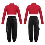 Lastele T&uuml;drukutele Hip Hopi r&otilde;ivakomplekt T&auml;navar&otilde;ivad Jazz Tantsuetendused Kost&uuml;&uuml;m Crop Top Pluus Pikad avarad p&uuml;ksid &Uuml;likond 7-8 Years punane
