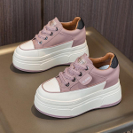 Fujin 9 cm ehtsast nahast naiste peidetud kontsad Naiste vabaaja hingavad paksud tossud, platvorm, vulkaniseeritud mood suvekingad 34 lilla