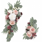 2 tk Kunstliku pulmakaare lillede komplekt isetegemiseks v&otilde;ltslilleseadeteks peo tervitustseremoonia silt ja vastuv&otilde;tu taustadekoratsioon lilledega kaunistuseks punane