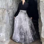Hiina Mingi d&uuml;nastia stiilis bambusest mustriga Hanfu &uuml;likond MA MIAN seelik Hanfu igap&auml;evane naiste riietus L must