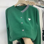 Elegantne plaaster pikkade varrukatega s&uuml;gisene korea stiilis kootud kardigan naiste kampsun Naiste avar mantel magusad kudumid 29378 One Size roheline