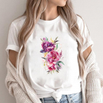 (Aasia suurus)T-riietus Liblikad lilled Lillede trend Armas vabaaja moetr&uuml;kk Naiste vabaaja naiste top graafiline t-s&auml;rk l&uuml;hikeste varrukatega T-s&auml;rk S