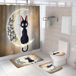 4 tk Luksuslikud Moon Cat esteetilised du&scaron;ikardinate komplektid veekindlad libisemiskindlate vannitoavaipade jaoks kaas WC kate vannimatt vannitoakomplekt 4Pcs