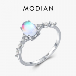 MODIAN 925 h&otilde;bedane ovaalne kuukivist s&otilde;rmus &otilde;huke naiste kihlas&otilde;rmus pulmapael H&otilde;bedane 925 ehe kingitus 5 h&otilde;be