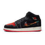 Air Jordan 1 Mid SE GS SiEMPRE Familia Laste tossud Must Valge Rooma-Roheline DN5121-001 37.5