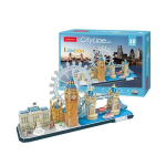 Kuubikujuline l&otilde;bus London City Line kolmem&otilde;&otilde;tmeline Korea 3D-m&otilde;istatus blue